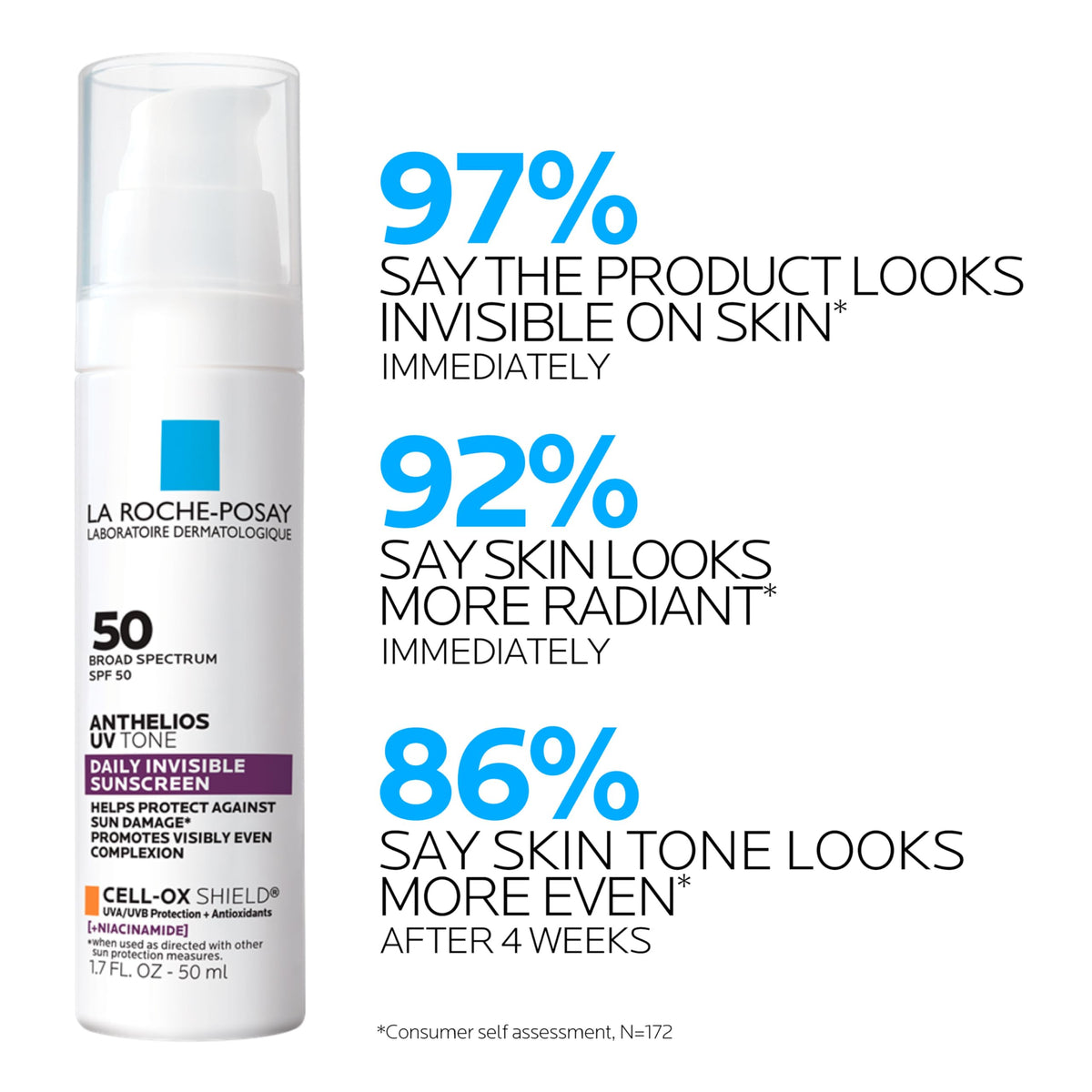 La Roche-Posay swatch on skin showing invisible coverage and no white cast