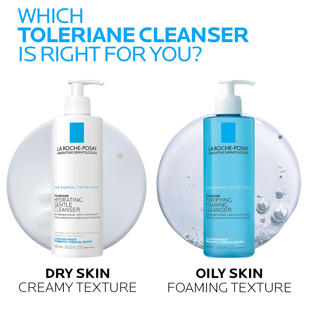 La Roche-Posay before and after cleansing skin texture improvement