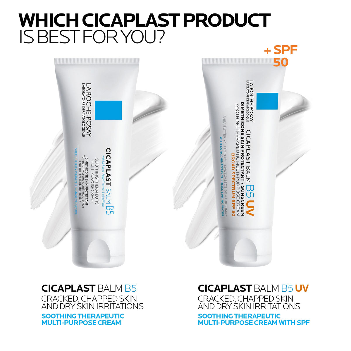La Roche-Posay balm being applied to a cracked hand showing soothing barrier repair