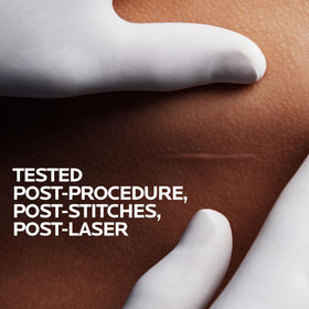 Applying La Roche-Posay Cicaplast Gel B5 to a dry hand to demonstrate calming, protective benefit