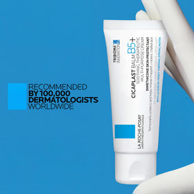 La Roche-Posay balm on bathroom shelf as daily skincare solution