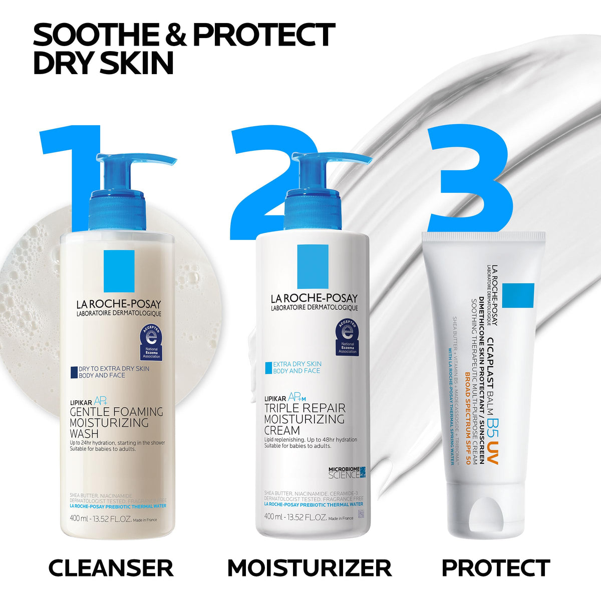 La Roche-Posay Cicaplast used on a face in a calm lifestyle setting to protect and soothe