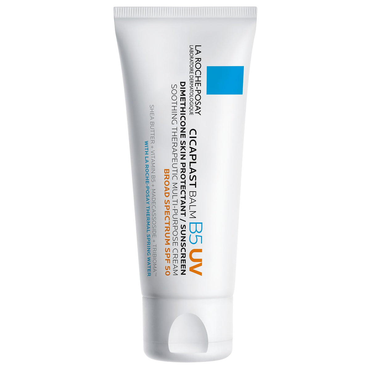 La Roche-Posay Cicaplast front packaging showing SPF 50 protection and multi-purpose use