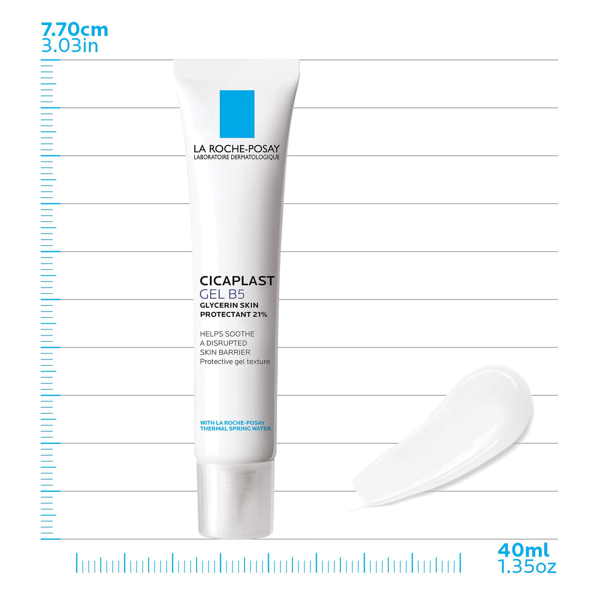 Lifestyle shot of La Roche-Posay Cicaplast Gel B5 on a bathroom shelf to suggest everyday skincare use