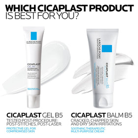 La Roche-Posay Cicaplast Gel B5 beside a ruler to display compact 1.35 fl oz size for travel convenience