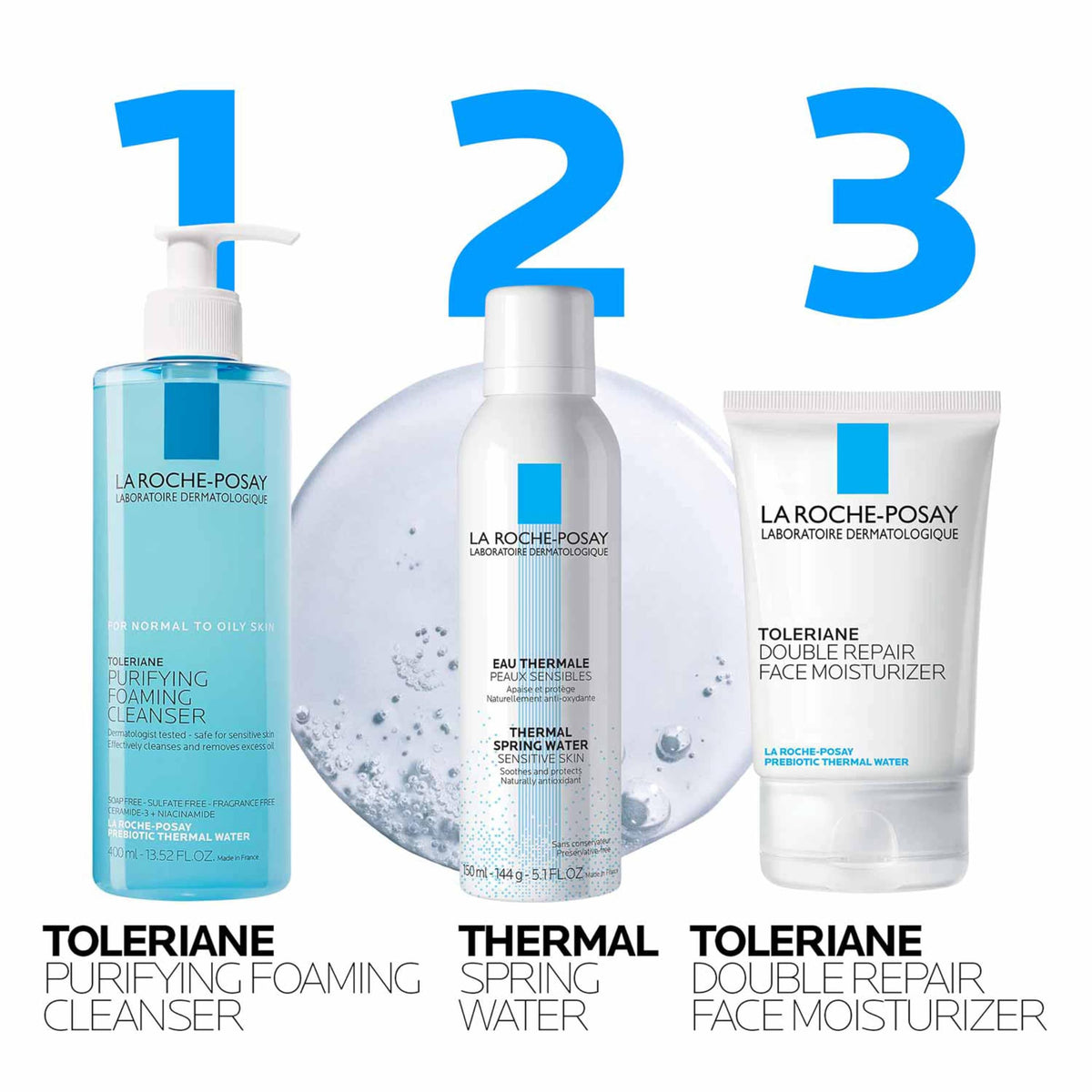 La Roche-Posay hand holding cleanser showing size and convenient use benefit