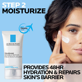 La Roche-Posay Double Repair 40ml tube showing travel size hydration on the go
