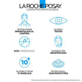 La Roche-Posay before and after flatlay illustrating improved blemish appearance