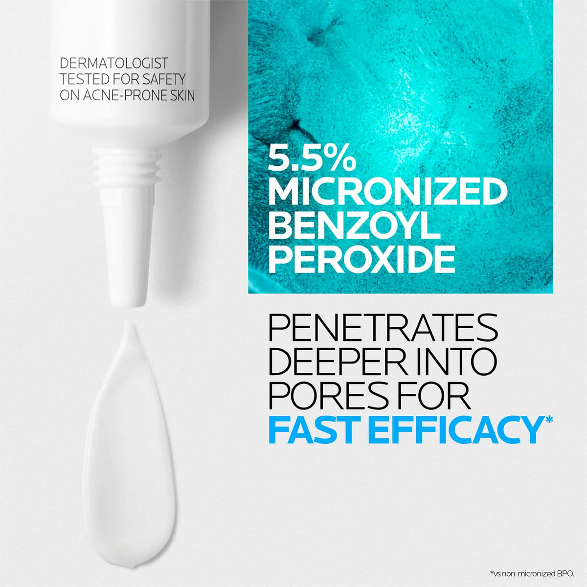 La Roche-Posay model applying Effaclar BPO to cheek illustrating daily routine use