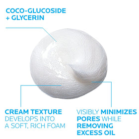 La Roche-Posay Effaclar cream-to-foam texture demonstrating gentle cleansing
