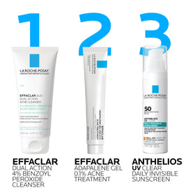 La Roche-Posay bottle on bathroom shelf in routine setting, integrates into daily care benefit