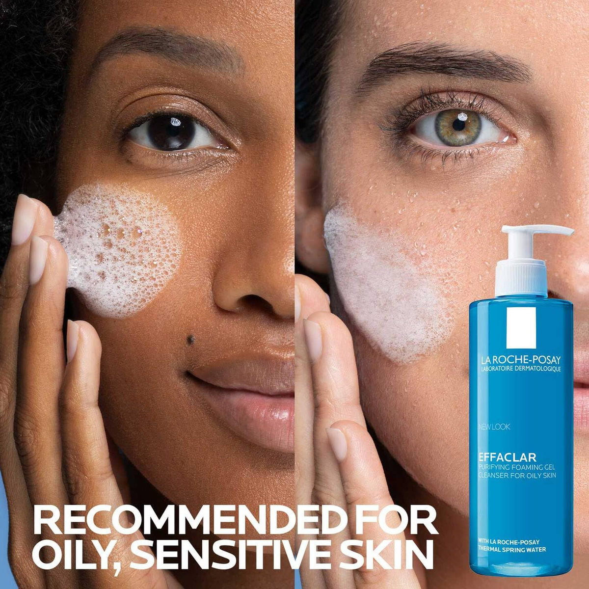 La Roche-Posay close-up of clear gel texture highlighting gentle cleansing benefit