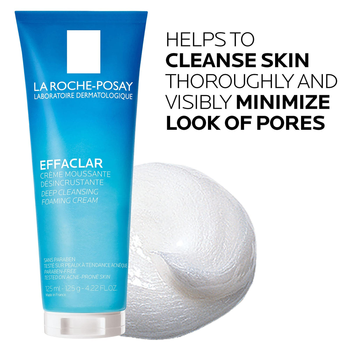 La Roche-Posay Effaclar dispensed foam in hand for effective oil removal