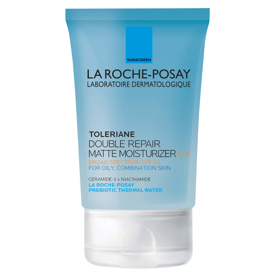 La Roche-Posay front packaging showing SPF 30 and matte claims for daily protection