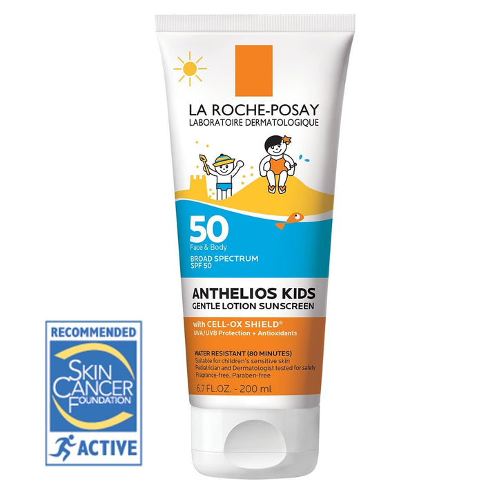 La Roche-Posay front packaging showing SPF 50 protection and kid-friendly design
