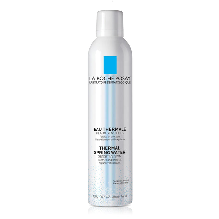 La Roche-Posay front spray bottle showing branding and packaging benefit of hydration