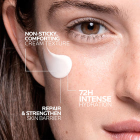 La Roche-Posay ingredient display with hyaluronic acid and ectoin highlighting hydration