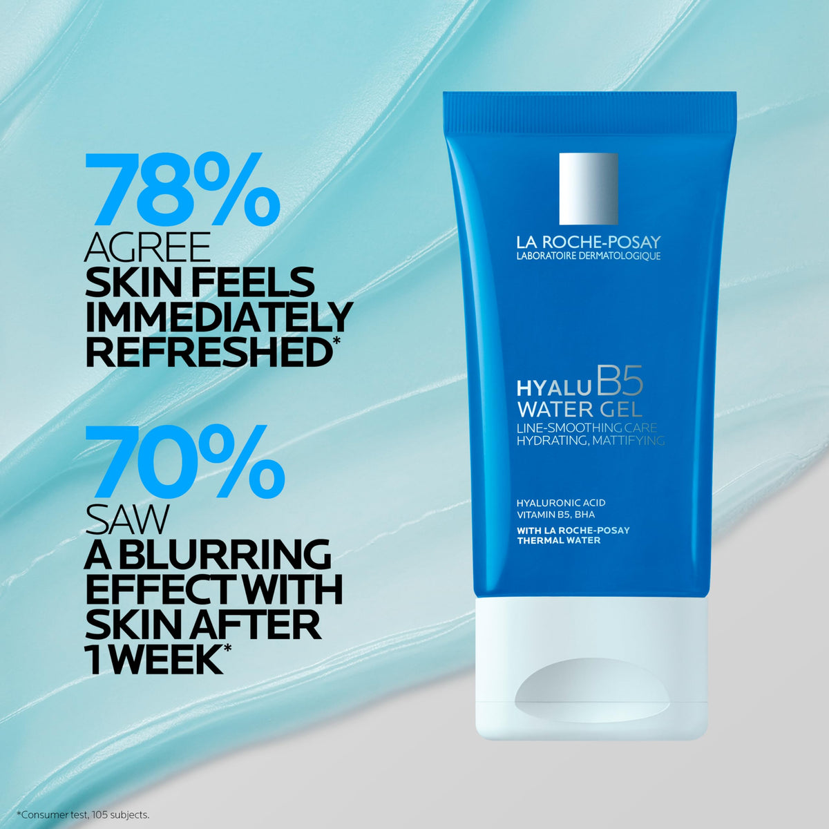 La Roche-Posay dispensing gel on hand demonstrating fast absorption benefit