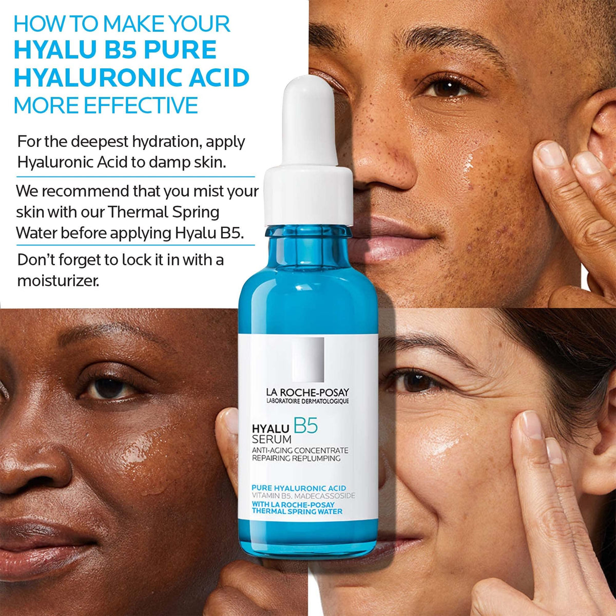 La Roche-Posay bottle in hand showing size and easy everyday use