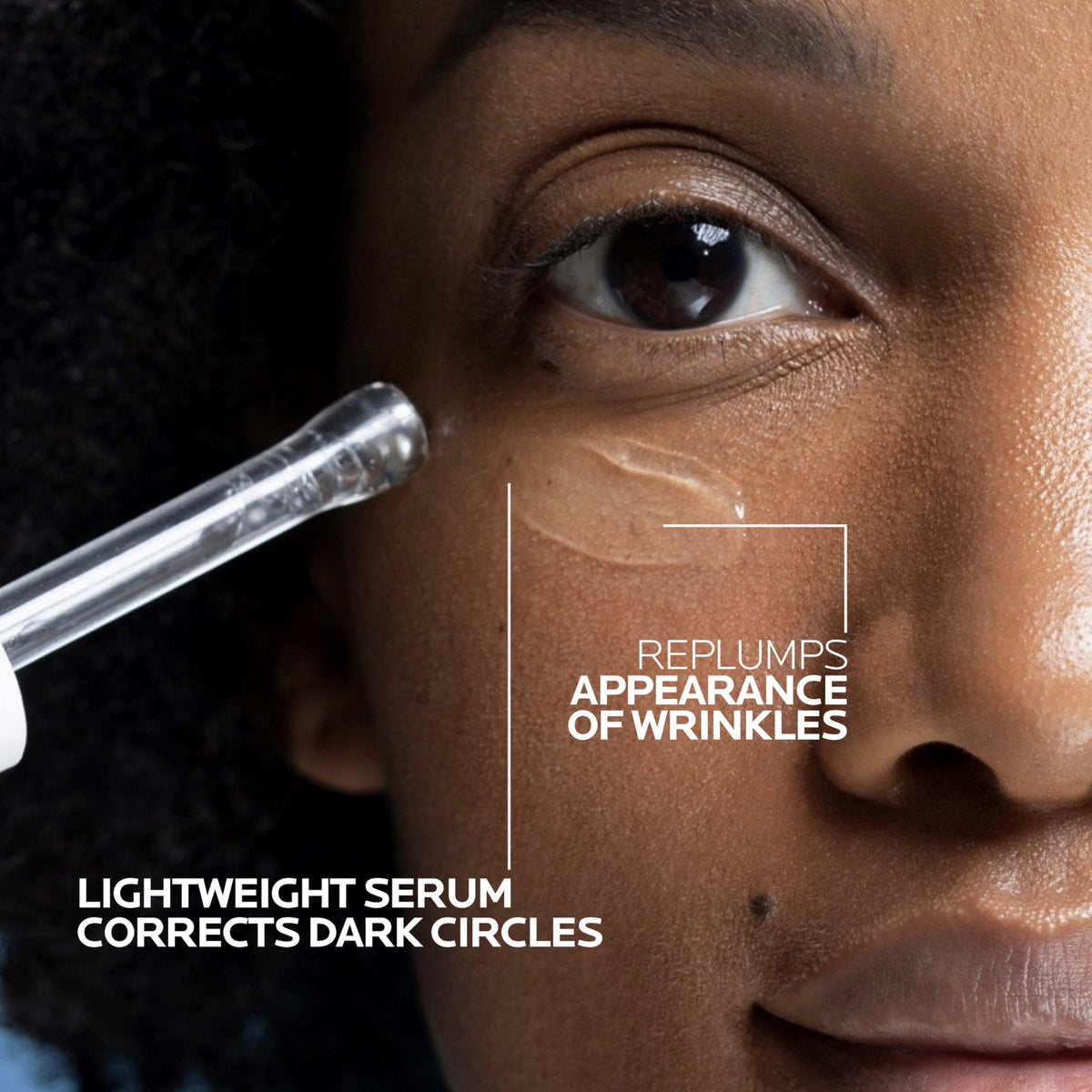 La Roche-Posay applying serum under eye demonstrating easy use