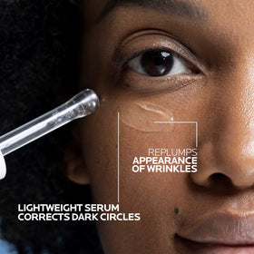 La Roche-Posay applying serum under eye demonstrating easy use