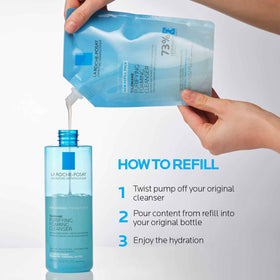 La Roche-Posay product label close detail highlighting niacinamide and ceramides benefit