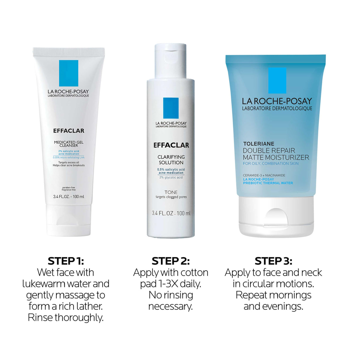 La Roche-Posay kit in bathroom lifestyle scene showing daily routine simplicity benefit