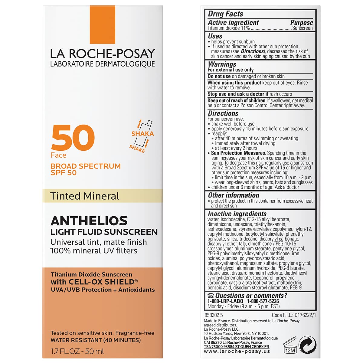 La Roche-Posay product label closeup showing key claims like fragrance-free and paraben-free