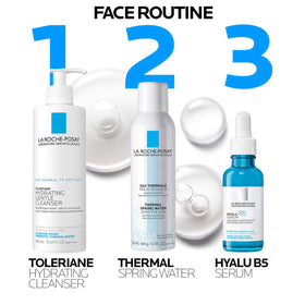 Person applying La Roche-Posay mist on face for quick hydration and comfort