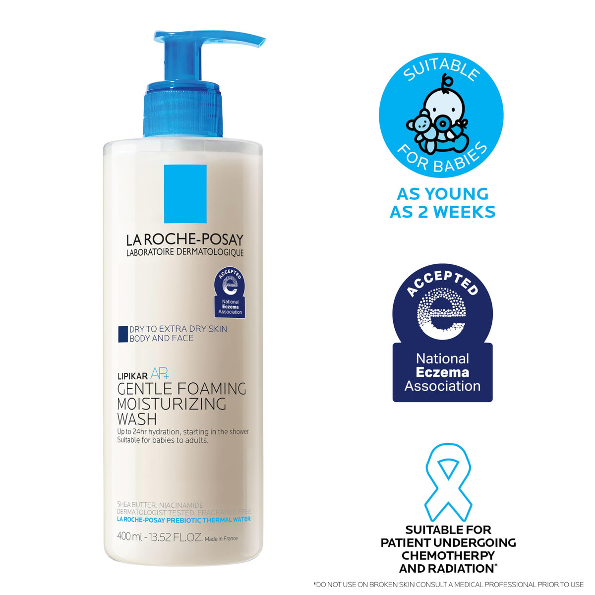 La Roche-Posay bottle placed on bathroom shelf showing everyday routine compatibility