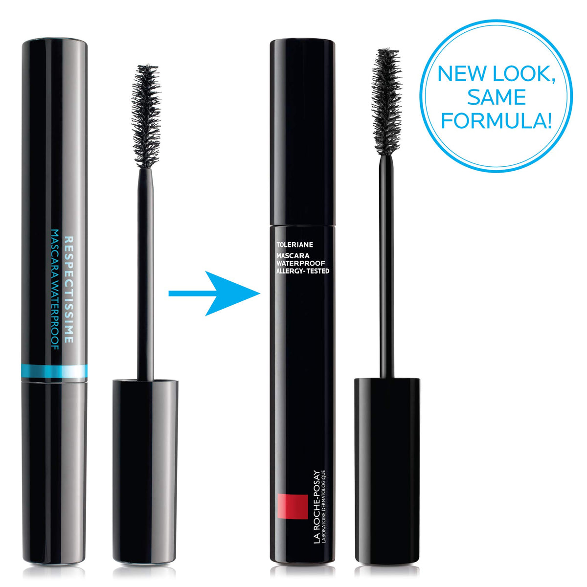 La Roche-Posay mascara wand close-up showing bristles and creamy texture for defined volume