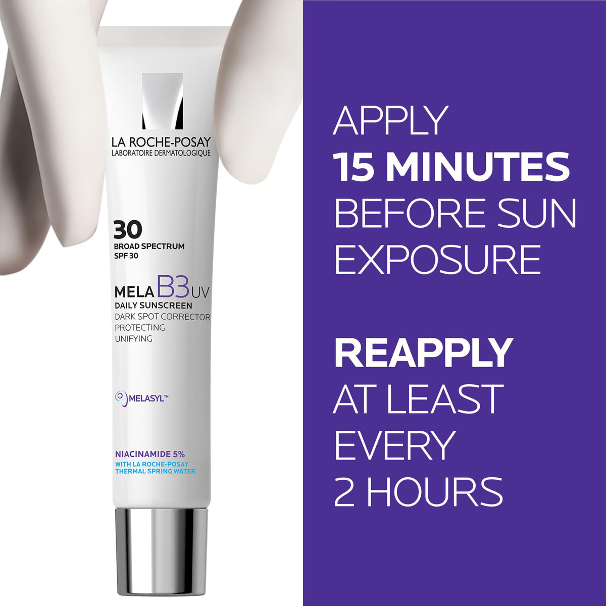 La Roche-Posay applied on hand demonstrating blendability and no white cast