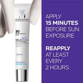 La Roche-Posay applied on hand demonstrating blendability and no white cast