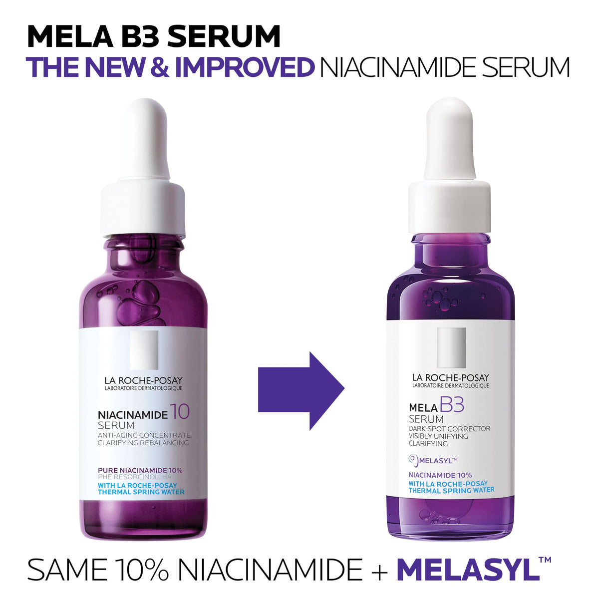 La Roche-Posay before and after visual illustrating reduced dark spots