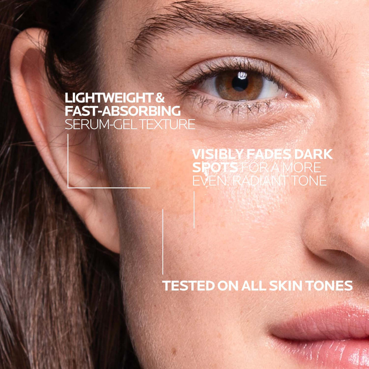 La Roche-Posay serum texture close-up showing lightweight finish