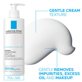 La Roche-Posay moisturizer on fingertip illustrating lightweight, fast-absorbing hydration