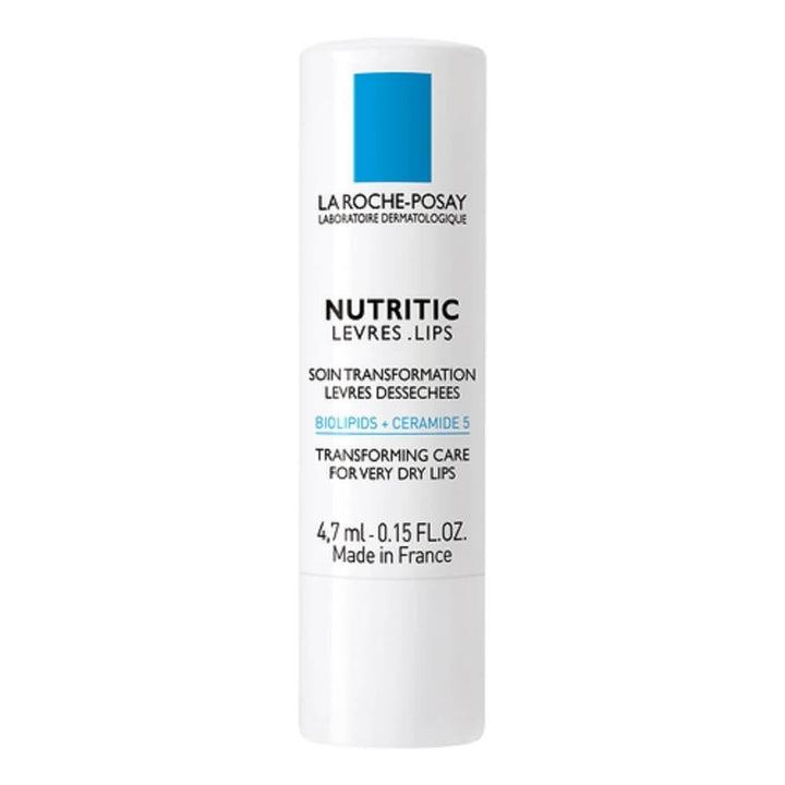 La Roche-Posay lip balm stick front view showing compact travel-friendly benefit