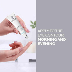 La Roche-Posay tube next to fingers indicating compact travel-friendly size
