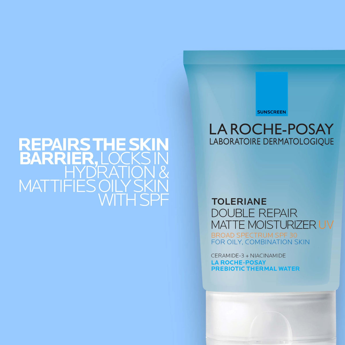La Roche-Posay pump dispenser detail for easy, controlled application benefit