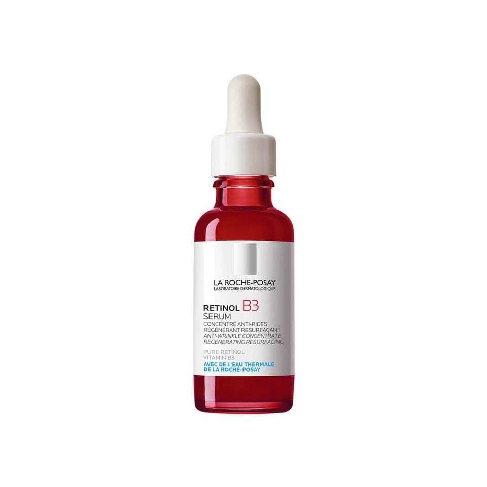 La Roche-Posay front packaging showing serum bottle and label, clear product identification and trust