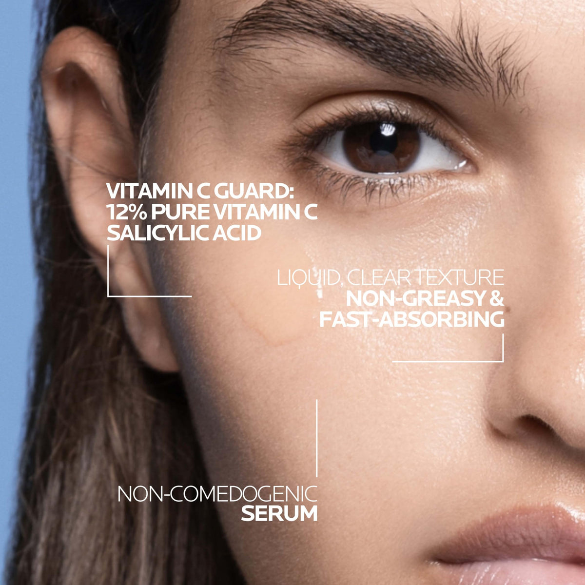 La Roche-Posay applied to cheek showing smoothing effect and pore refinement