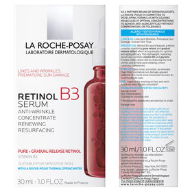 La Roche-Posay serum texture close-up on fingertip, showing lightweight hydrating consistency