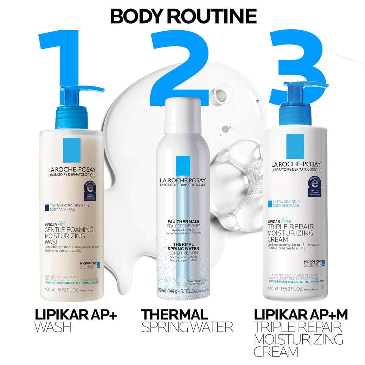 La Roche-Posay bottle in hand for size comparison and travel-friendly benefit