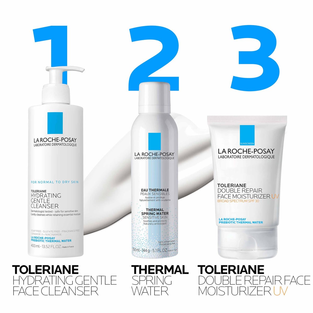 La Roche-Posay tube next to hand for size and portability benefit