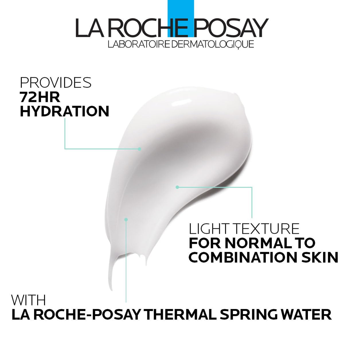 La Roche-Posay gel-cream texture close-up showing lightweight finish and quick absorption benefit