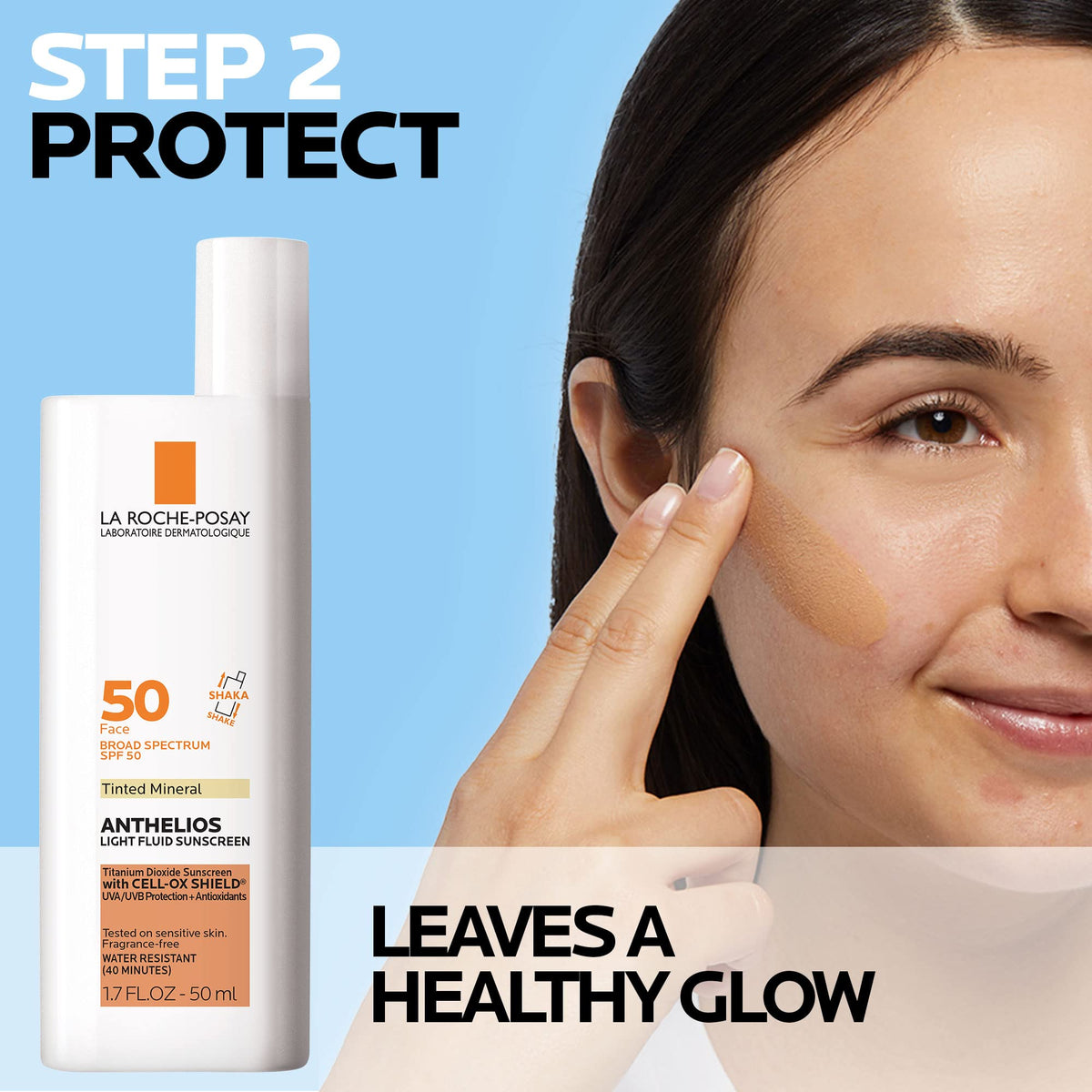 La Roche-Posay tinted sunscreen texture close-up demonstrating lightweight, blendable finish