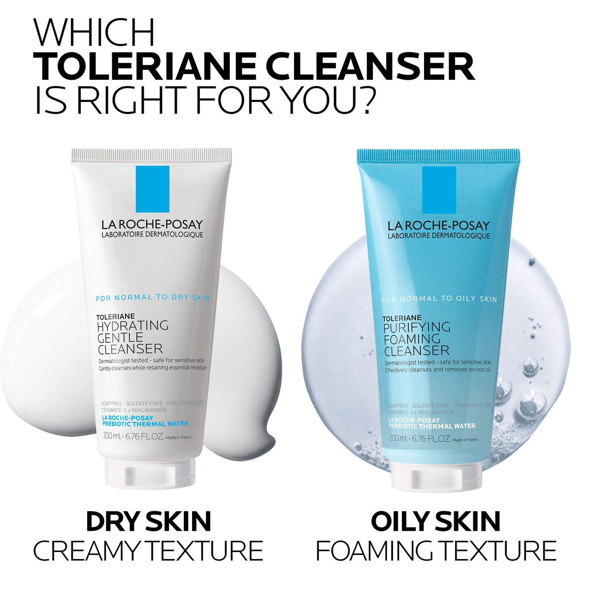 La Roche-Posay before and after portrait showing calmer-looking skin benefit