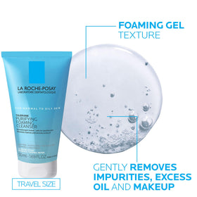 La Roche-Posay cleanser pouring into hand to show gel-to-foam action
