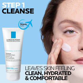 La Roche-Posay cleanser pump close-up highlighting easy application and gentle cleanse