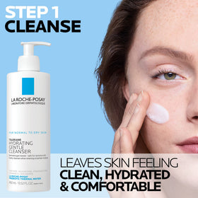 La Roche-Posay cleanser pump close-up highlighting gentle application and easy dispense